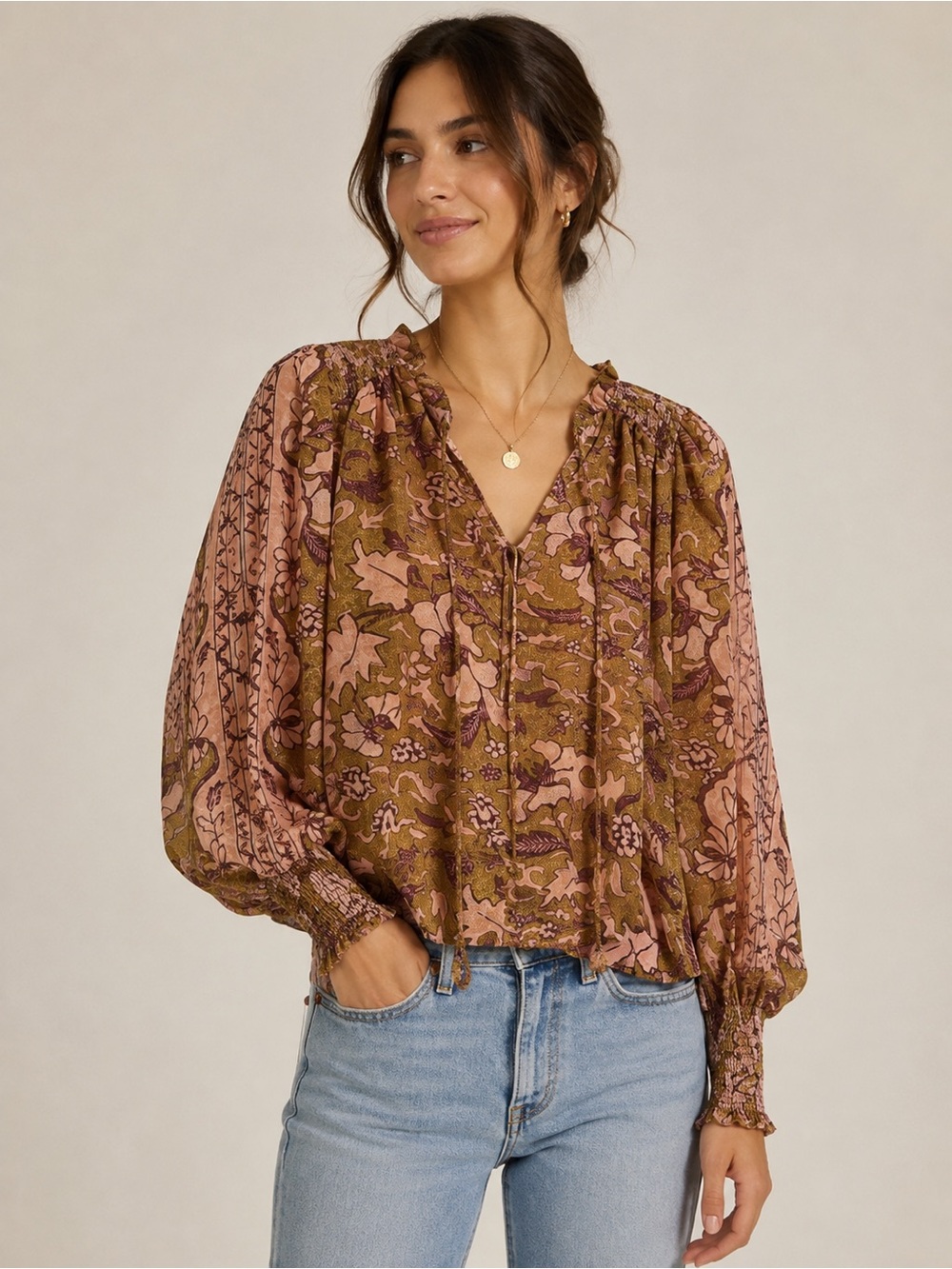 O.P.T Anthropologie Sheer Peasant Blouse